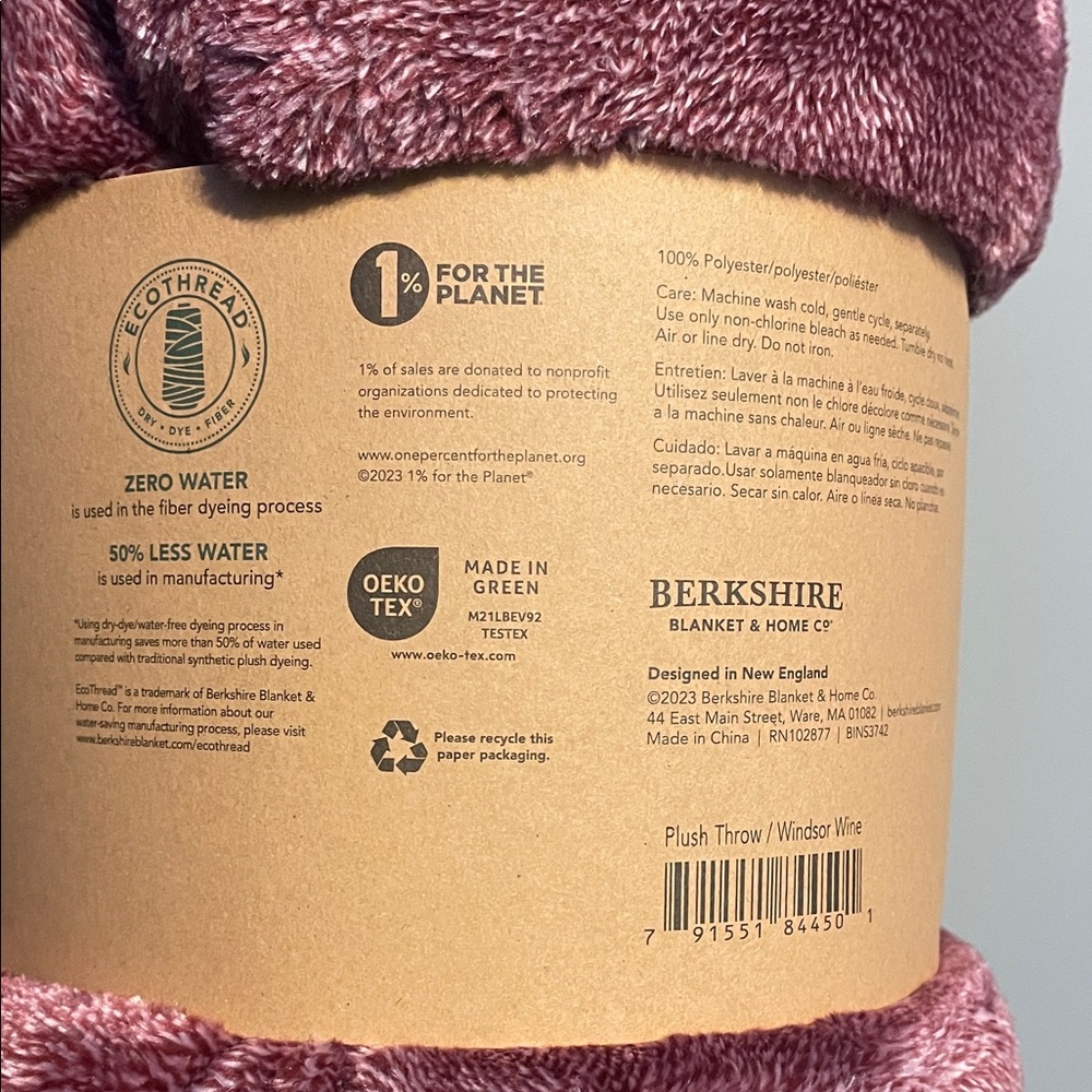 Berkshire Ecothread Plush Throw in Heathered Dusty Rose - Picture 5 of 6